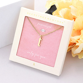 Secret Box -T- Monogram Metal Pendant Necklace