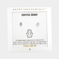 Secret Box _ Hamsa Hand Sterling Silver Post Earrings