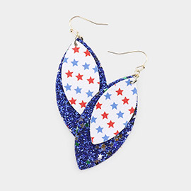 Glitter USA Flag Faux Leather Earrings