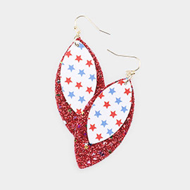 Glitter USA Flag Faux Leather Earrings