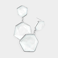 Mother of Pearl Double Hexagon Bead Link Earrings
