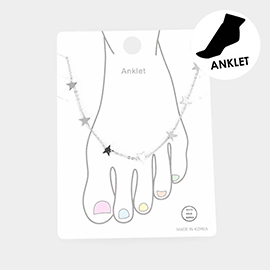 White Gold Dipped Metal Star Station Anklet