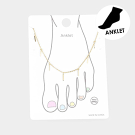Gold Dipped Metal Bar Station Anklet