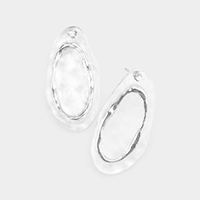 Abstract Clear Lucite Metal Accented Earrings