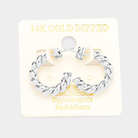 14K Gold Dipped Twisted Metal Half Hoop Earrings