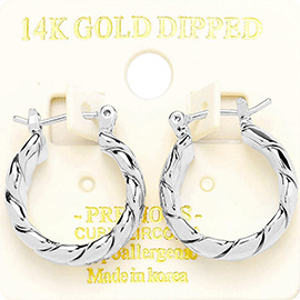 14K Gold Dipped Twisted Pin Catch Hoop Earrings