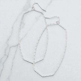Textured Thin Metal Open Hexagon Earrings