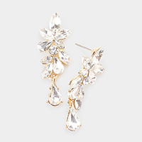 Floral Teardrop Stone Dangle Evening Earrings