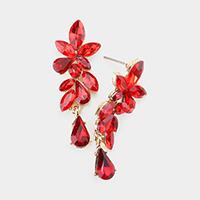 Floral Teardrop Stone Dangle Evening Earrings