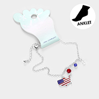 American USA Flag State Map Anklet