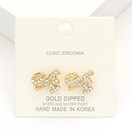 Gold Dipped CZ Cubic Zirconia SF Stud Earrings