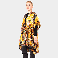 Abstract Print Kimono Poncho