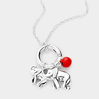 Metal Elephant Bead Ball Pendant Necklace