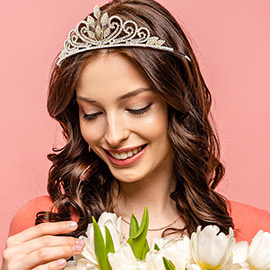 Rhinestone Leaf Princess Tiara