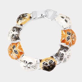 Enamel Cat Metal Magnetic Link Bracelet