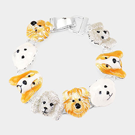 Enamel Dog Metal Magnetic Link Bracelet