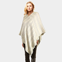 Solid Plaid Poncho