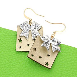 Faux Leather Cut Out Star Christmas Gift Earrings