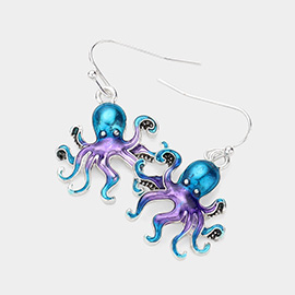 Enamel Octopus Dangle Earrings