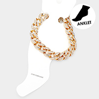 Rhinestone Embellished Metal Chain Anklet