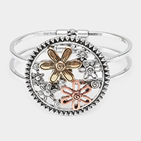 Metal Flower Hinged Bracelet