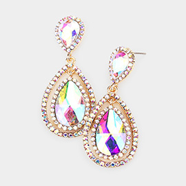 Teardrop Crystal Rhinestone Dangle Evening Earrings