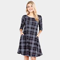 Plaid Check Pinafore A Line Swing Dress