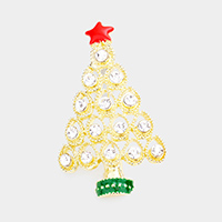 Enamel Stone Embellished Christmas Tree Pin Brooch