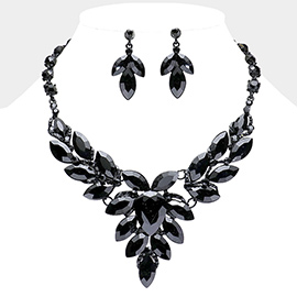 Teardrop Center Marquise Stone Cluster Evening Necklace
