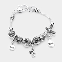 I am Blessed Angel Charm Multi Bead Bracelet