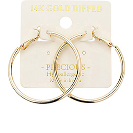 14K Gold Dipped 1.5 Inch Hypoallergenic Hoop Earrings