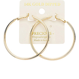 14K Gold Dipped 1.8 Inch Hypoallergenic Hoop Earrings