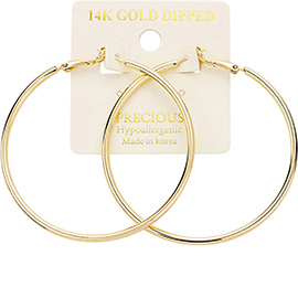 14K Gold Dipped 2.25 Inch Hypoallergenic Hoop Earrings