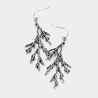 Textured Metal Branch Dangle Earrings