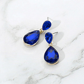 Glass Crystal Teardrop Dangle Earrings