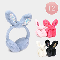 12PCS - Rabbit Ear Faux Fur Foldable Earmuffs