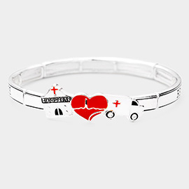 Enamel Hospital Accented Be Strong Be Brave Be Fearless Message Stretch Bracelet