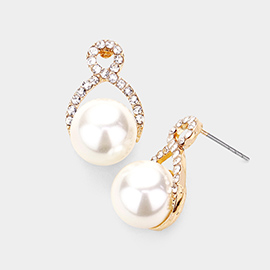 Asymmetrical Infinity Pearl Stud Earrings