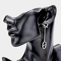 Geometric Metal Oval Long Chain Drop Earrings