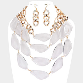 Abstract Lucite Bead Multi Layered Necklace