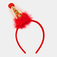 LED Light Up Faux Fur Christmas Santa Hat Pom Pom Headband