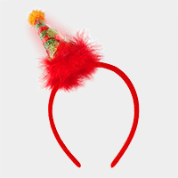 LED Light Up Faux Fur Christmas Santa Hat Pom Pom Headband