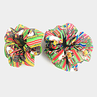 2PCS - Christmas Theme Print Fabric Scrunchies Hair Bands