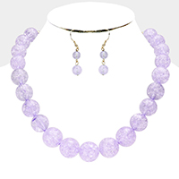 Cracked Lucite Bead Ball Necklace