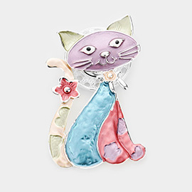 Colored Metal Cat Magnetic Brooch