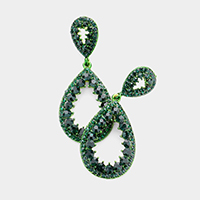 Crystal Pave Pearl Teardrop Evening Earrings