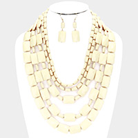 Multi Strand Resin Rectangle Bead Necklace