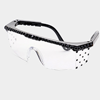 Stone Embellished Visor Sunglasses