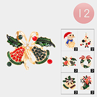 12PCS - Christmas Theme Pin Brooches