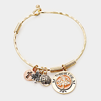 Tree of Life Metal Cross Charm Hook Bracelet